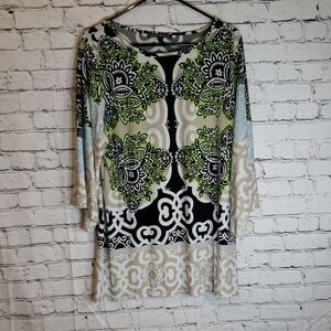 Coco Bianco Green and Black Patterned Tunic